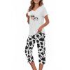 American Trends Cow Print Pajamas for Women Set Halloween Pajama Black Lounge Set White Pj Sets Cow Sleepwear Tops with Capri Pants Cow Print XL view 1
