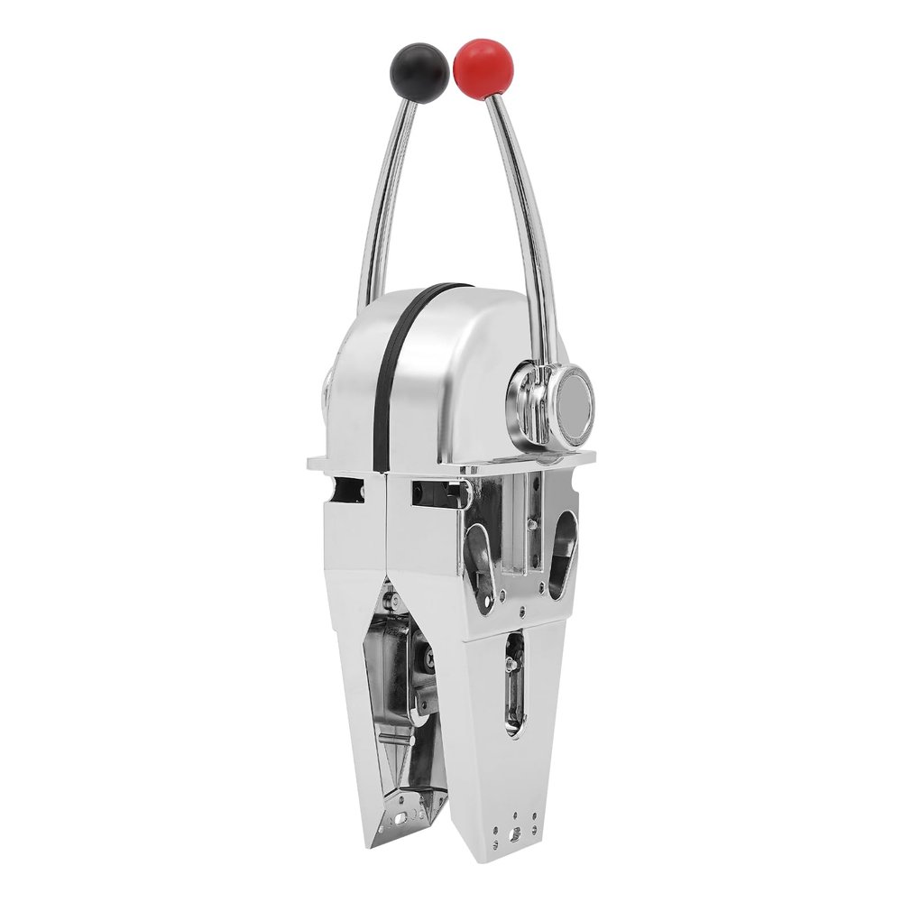 Yellulu Twin Lever Control, Universal Boat Dual Lever Throttle Control, Marine Top Mount Twin Lever Engine Control, Zinc Alloy Dual Handle Shift, Red and Black Knobs