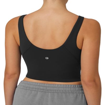 Colorfulkoala Dreamlux Womens Padded Sports Bra High Neck U-Back Yoga Running Workout Athletic Tank Top with Removable Cups(S, Black)