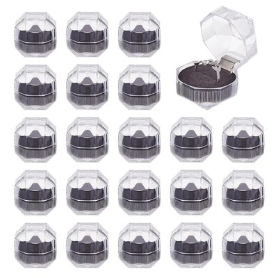 DICOSMETIC 50Pcs Clear Ring Box Octagon Jewelry Storage Boxes Plastic Ring Display Organizer Case Small Earrings Holder Box Personalized Wedding Ring Holder for Proposal Engagement Wedding