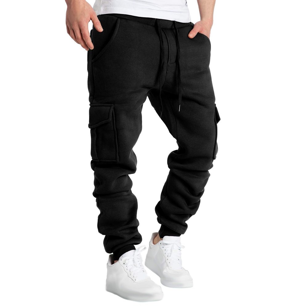 Jogger Pants for Men Heavyweight Cargo Sweatpants Drawstring Elastic Waist Fleece Sweatpants with Pockets Joggers Trousers