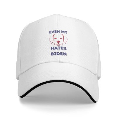 ERUYQIGU Even My Dog Hates Biden Snapback Cap Adult Washed Trucker Hat Breathable Baseball Cap Adjustable Classic Polo Hats White