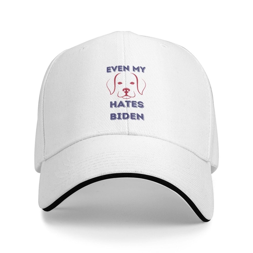 ERUYQIGU Even My Dog Hates Biden Snapback Cap Adult Washed Trucker Hat Breathable Baseball Cap Adjustable Classic Polo Hats White