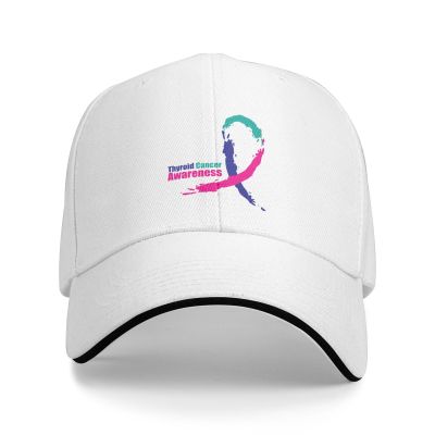 ERUYQIGU Thyroid Cancer Awareness Snapback Cap Adult Washed Dad Hat Breathable Baseball Cap Adjustable Retro Polo Hats White