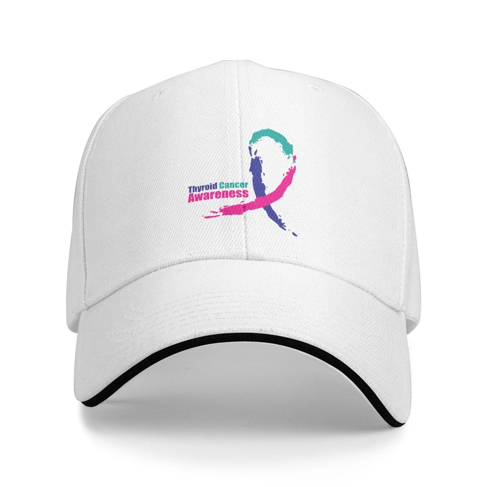 ERUYQIGU Thyroid Cancer Awareness Snapback Cap Adult Washed Dad Hat Breathable Baseball Cap Adjustable Retro Polo Hats White