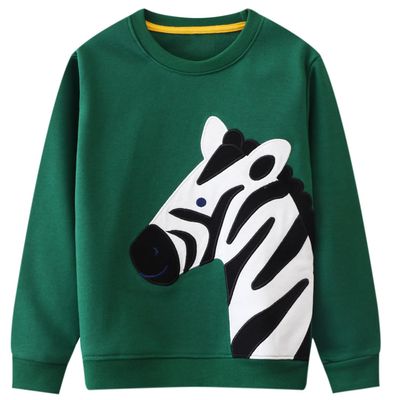 Bumeex Toddler Boy Sweatshirt Clothes Spring Fall Winter Long Sleeve Shirt Fashion Top Clothing Outfits Green Zebra 4t