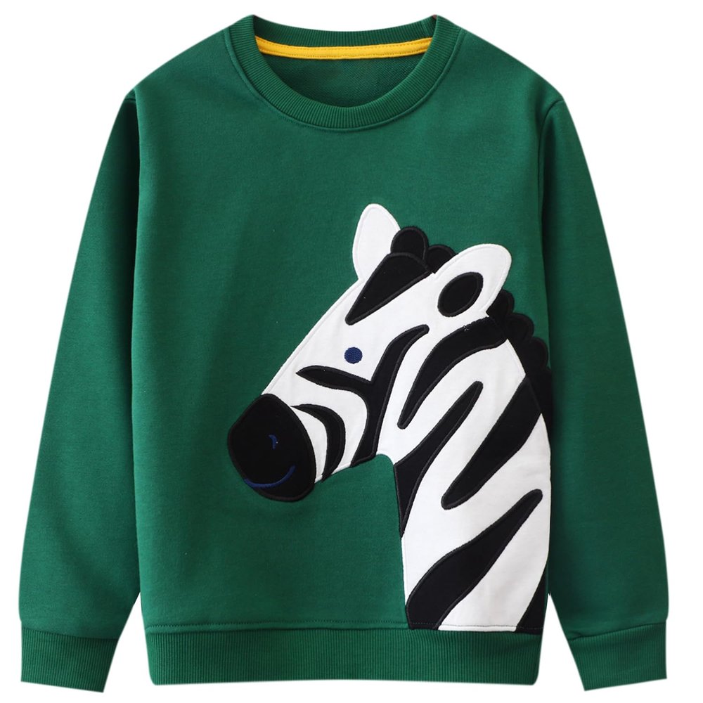 Bumeex Toddler Boy Sweatshirt Clothes Spring Fall Winter Long Sleeve Shirt Fashion Top Clothing Outfits Green Zebra 4t