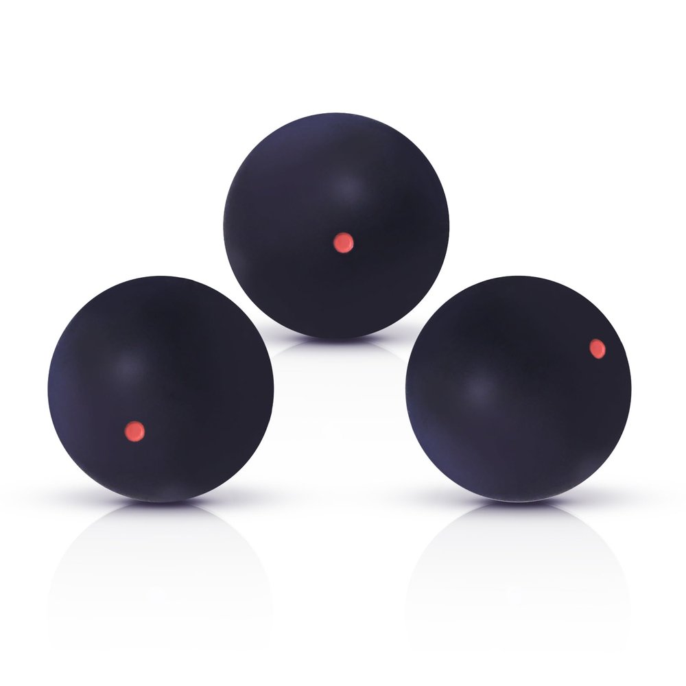 Flylin Single Dot Squash Ball, Squash Balls High Bounce for Competition Training, 37mm Beginner Sports Squash Ball Pack of 3 (Single Red Dot)