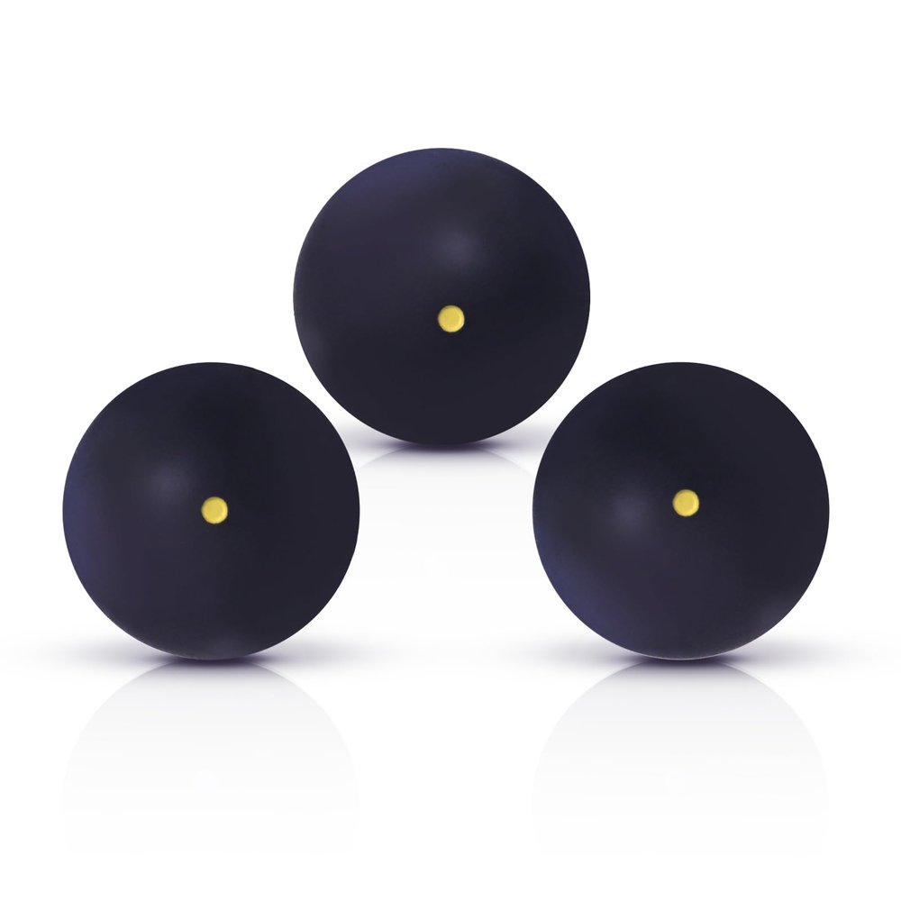 Flylin Single Dot Squash Ball, Squash Balls High Bounce for Competition Training, 37mm Beginner Sports Squash Ball Pack of 3 (Single Yellow Dot)