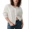 Women's Casual Cardigan Sweater Button Down Crewneck Soft Knit Lightweight Going Out Pullover Tops(White,XL) view 1