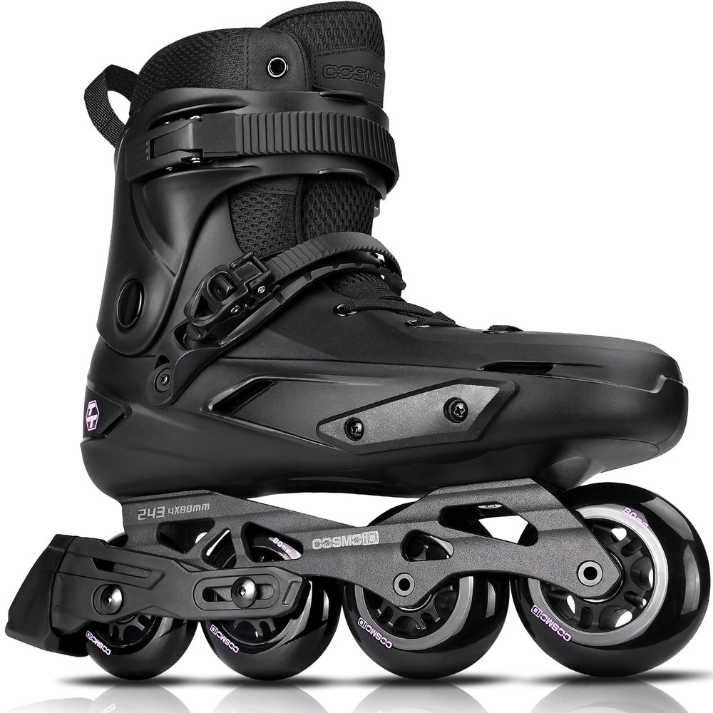 Professional Inline Skates for Women Men, COSMOID Roller Skate Blades Adult Male Female, Size 5-13Professional Fitness Roller Skates Blades for Unisex (Black, USM8-9/USL9-9.5)