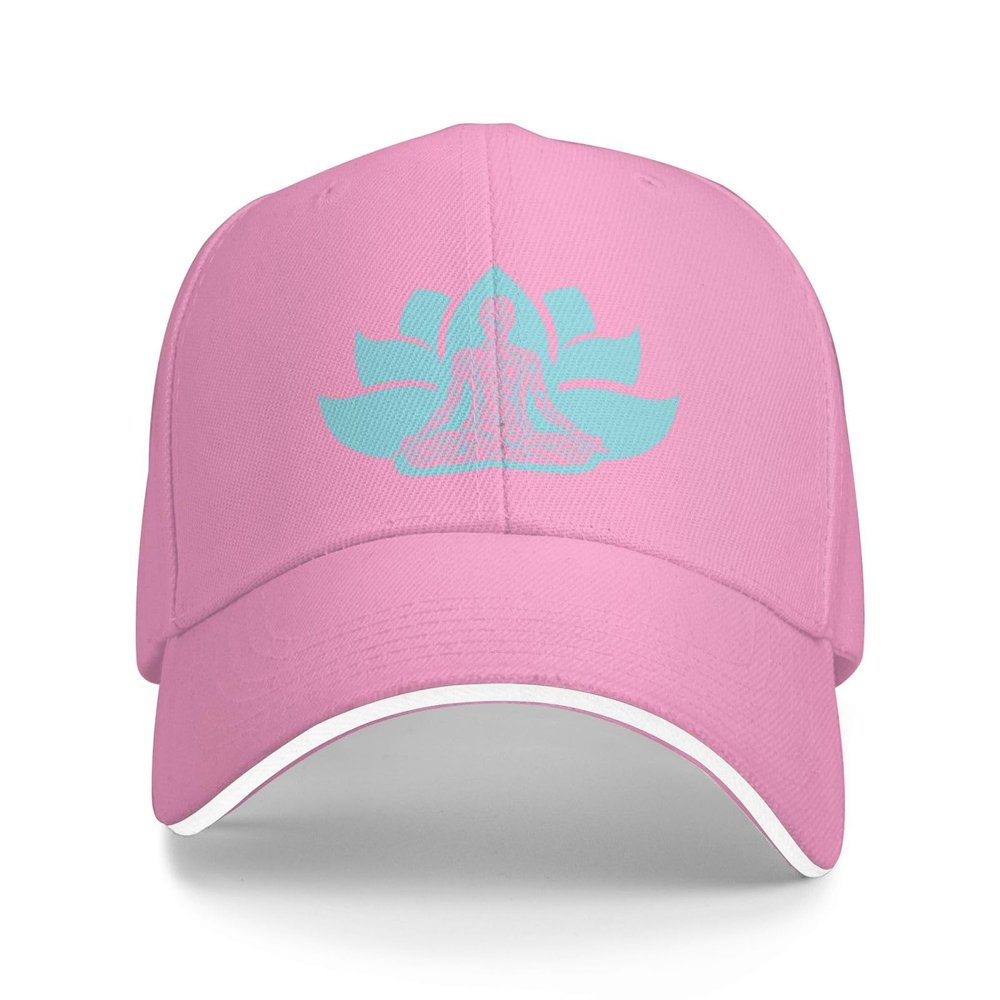 Buddha Meditation, Lotus Flower Snapback Cap Adult Washed Sun Hat Breathable Baseball Cap Adjustable Classic Polo Hats Pink