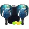 KUAVETO Carbon Fiber Pickleball Paddles Set, All The DIY Fun You can Have with Wolf-BP232 Pattern Custom Made Honeycomb Polymer Core- Includes 2 Paddles, 4 Balls, and a Carry Bag view 1