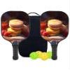 KUAVETO Carbon Fiber Pickleball Paddles Set, All The DIY Fun You can Have with Macaroon-BP175 Pattern Custom Made Honeycomb Polymer Core- Includes 2 Paddles, 4 Balls, and a Carry Bag view 1