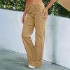 Casual Chion High Waisted Wide Leg Dress Pants for Women - Stretch Twill Baggy Bootcut Flare Trousers - Business Casual Chinos - Brown view 3