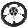 FOTN 15-1/2 Inch Stainless Steel 5 Spoke Boat Marine Destroyer Steering Wheel with Black PU Foam For Ship Pontoon Yacht Fishing Boat view 2