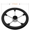 FOTN 15-1/2 Inch Stainless Steel 5 Spoke Boat Marine Destroyer Steering Wheel with Black PU Foam For Ship Pontoon Yacht Fishing Boat view 3