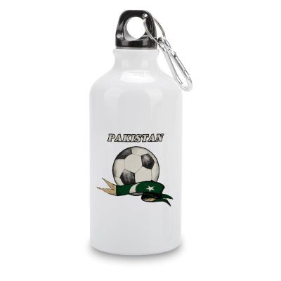 JuneLucky Soccer Theme Pakistan Flag Aluminum Water Bottle 14 oz Portable Leakproof Cycling Water Bottle with Hanging Buckle Travel Tumbler for Gym Camping Hiking Outdoor Fits Most Bike Cages