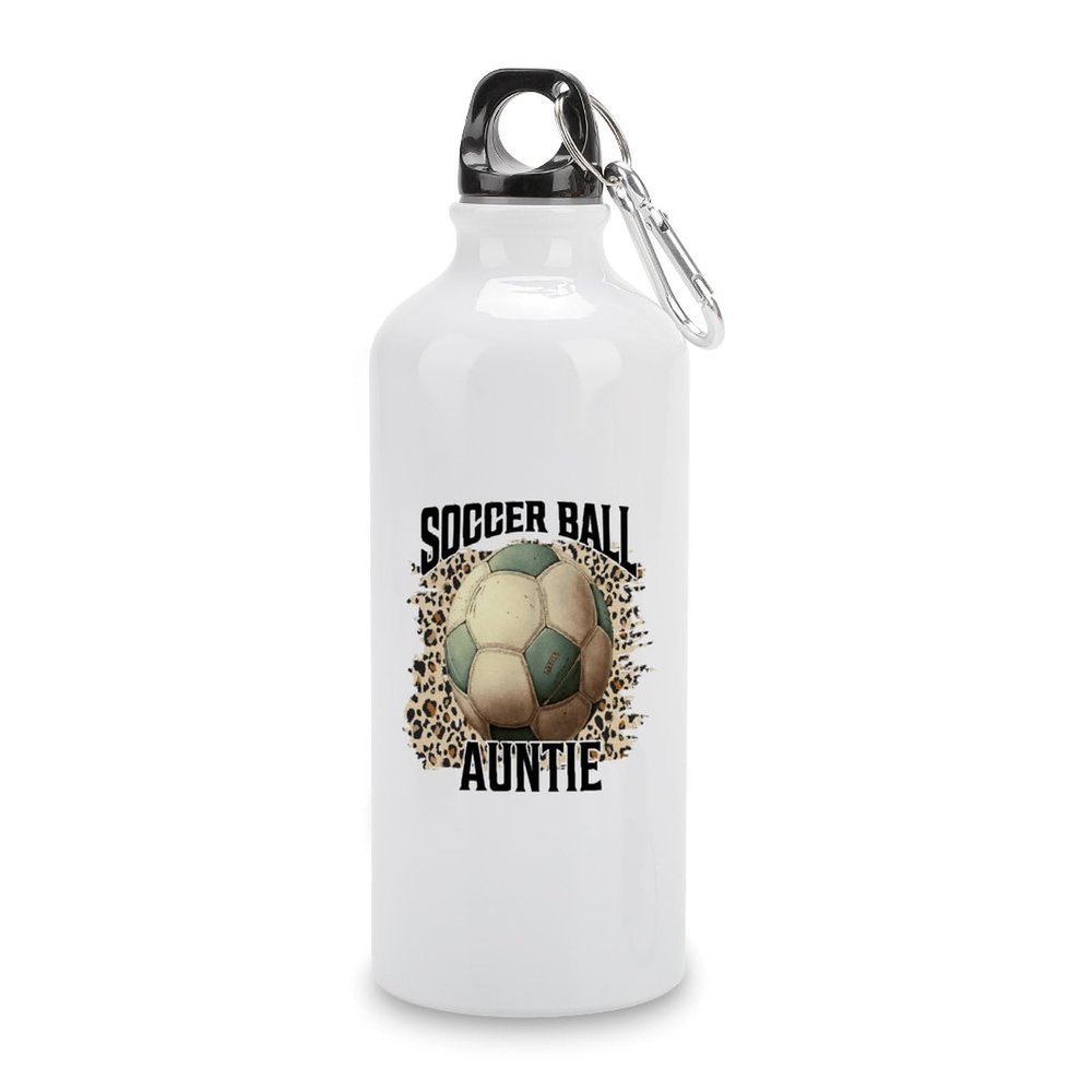 JuneLucky Water Bottles 20 oz Leopard Print Soccer Ball Auntie Stainless Steel Water Bottles Portable Leakproof Travel Tumbler Bottle for Men Boy Cycling Running Fitness Sports