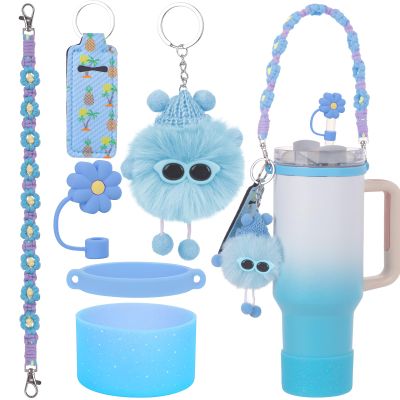 6PCS Use for Stanley Cup Tumbler Accessories 40oz 30oz,Compatible with Stanley Cup Tumbler Water Bottle Handle Sling Strap for Carrying (blue)