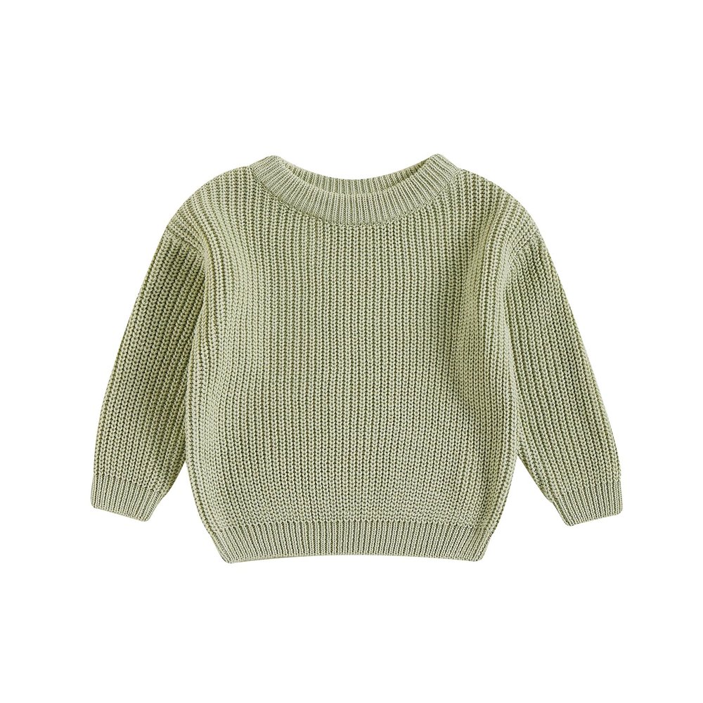 Karwuiio Toddler Baby Girl Boy Knit Sweater Round Neck Long Sleeve Pullover Sweatshirt Fall Winter Clothes (Green, 12-18 Months)