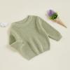 Karwuiio Toddler Baby Girl Boy Knit Sweater Round Neck Long Sleeve Pullover Sweatshirt Fall Winter Clothes (Green, 12-18 Months) view 3