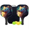 KUAVETO Carbon Fiber Pickleball Paddles Set, All The DIY Fun You can Have with Wolf-BP162 Pattern Custom Made Honeycomb Polymer Core- Includes 2 Paddles, 4 Balls, and a Carry Bag view 1
