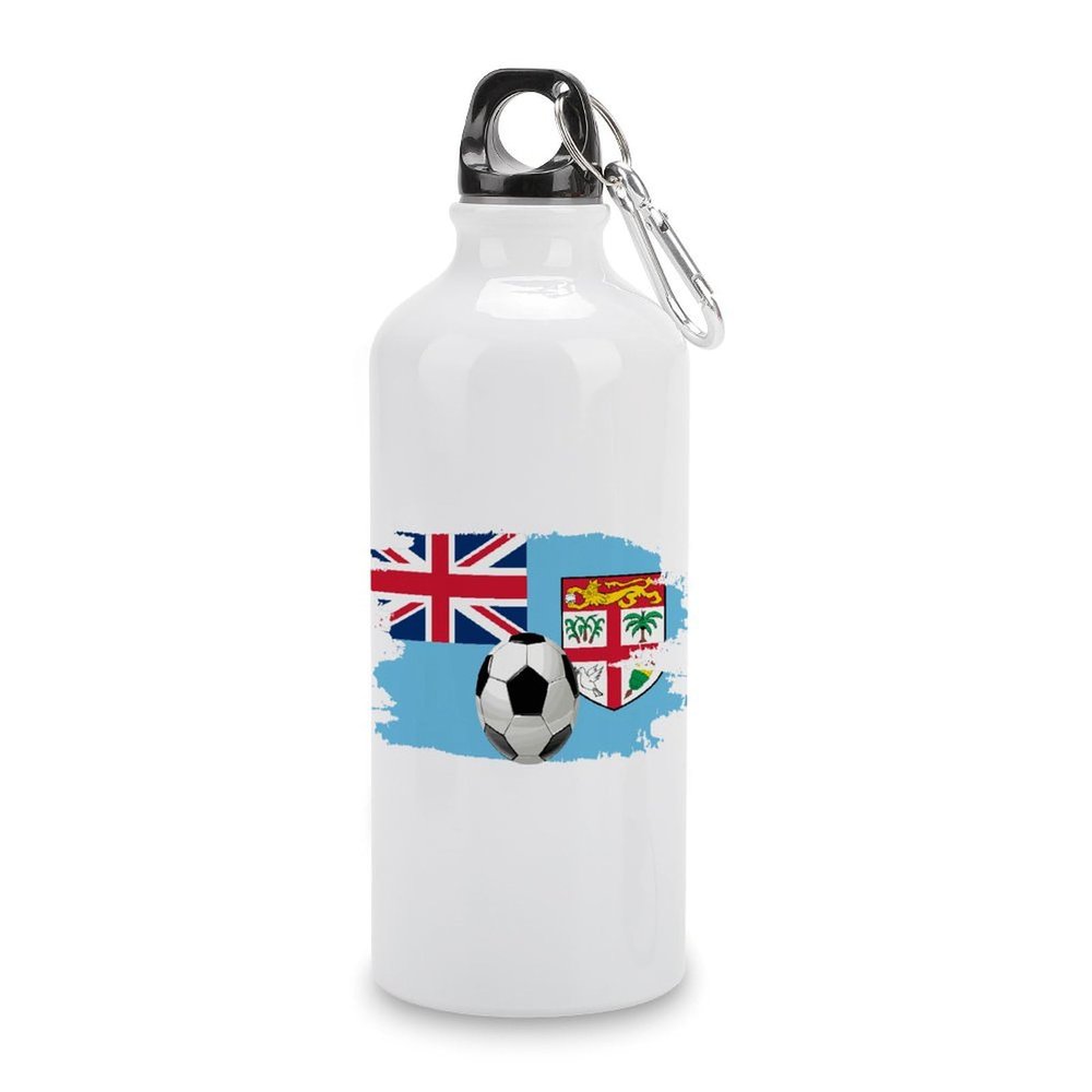 Soccer Fiji Flag Water Bottles with Carabiner Clip Keeps Hot & Cold Insulated Portable Leakproof Aluminum Sports Bottles Stainless Steel Tumbler for Travel School Work Fitness Gym Outdoor 20 oz