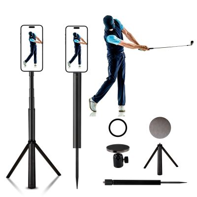 Golf Tripod & Monopod, Magnetic Golf Swing Phone Holder 54" Adjustable Aluminum, Golf Swing Training Aid Compatible with Magsafe iPhone Android Phones Camera GoPro