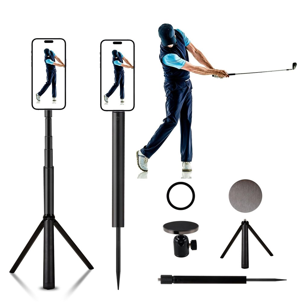 Golf Tripod & Monopod, Magnetic Golf Swing Phone Holder 54" Adjustable Aluminum, Golf Swing Training Aid Compatible with Magsafe iPhone Android Phones Camera GoPro