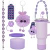 6PCS Use for Stanley Cup Tumbler Accessories 40oz 30oz,Compatible with Stanley Cup Tumbler Water Bottle Handle Sling Strap for Carrying (purple)