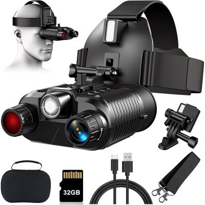 Night Vision Goggles Head Mounted - 4K Night Vision Binoculars for Adults with 2.7'' Screen, 32GB TF Card for Photos and Videos- 8X Digital Zoom for Hunting & Camping