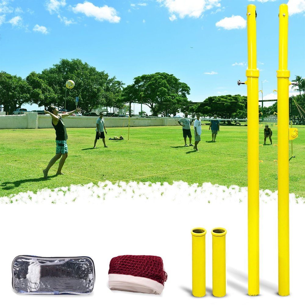 Indoor Volleyball Net,31FT Professional Standard Volleyball Net, Iron Poles Adjustable 6 Heights of 5ft-8ft, for School Outdoor Grass Indoor