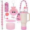 6PCS Use for Stanley Cup Tumbler Accessories 40oz 30oz,Compatible with Stanley Cup Tumbler Water Bottle Handle Sling Strap for Carrying (pink)