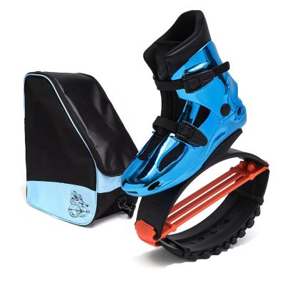 CYHTYM Kangaroo Jump Shoes Indoor and Outdoor Fitness Bouncing Shoes Backpack, Bright Blue Adult Moon Boots, Load 50-130kg(XX-Large)