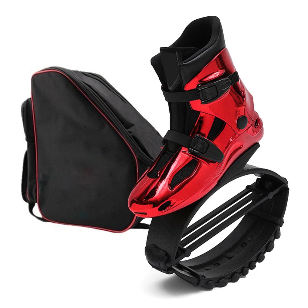 CYHTYM Kangaroo Jump Shoes Red Electroplated Bouncing Shoes Backpack, Adult Fitness Anti-Gravity Running Boots,Load 50-130kg(Large)