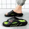 Men's Block Open Toe Breathable Chunky Slippers, Comfy Non Slip Anti Odor EVA Slides, Dorm Room Essentials,House Slippers (Black Orange,10.5,11) view 4