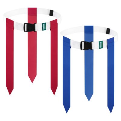 Hilhook Flag Football Belts, 14 Player White Flag Belts Sets with 42 Flags for Youth Kids and Adults Training Competition (Red and Blue)