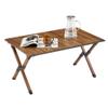3FT Folding Camping Table, Small Lightweight Picnic Table with Roll Up Table Top, Aluminum Foldable Outdoor Table with Carry Bag, Rectangle Portable Table for Beach, Party, Patio, Outside (Brown) view 1