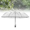 Compact Automatic Umbrella, Transparent Design, Strong Metal Ribs, High Density Waterproof Fabric, Portable and for Backpack Outing Outdoor, Camping, Business Travel view 3