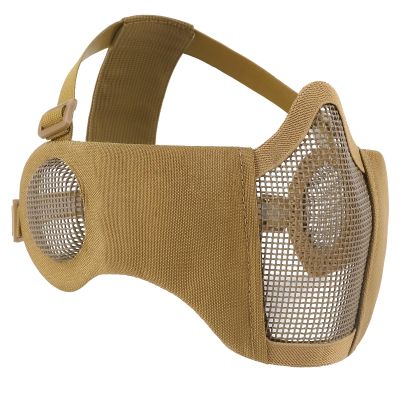 Airsoft Mesh Mask, Tactical Foldable Half Mesh Mask with Ear Protection, Adjustable Military Mesh Mask Lower Face Protective Mask for Airsoft Paintball Shooting Cosplay CS Game (Coyote Brown)