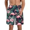 HGFVY Pink Flamingo Print Men's Swim Trunks | Quick Dry Drawstring Beach Shorts view 1
