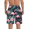 HGFVY Pink Flamingo Print Men's Swim Trunks | Quick Dry Drawstring Beach Shorts view 3