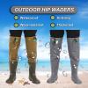 YXLYFDLY Hip Waders Waterproof PVC Fishing Wader, Comfortable Mans Hip Waders Made to Last, for Streams Farming(Brown,6.5) view 2