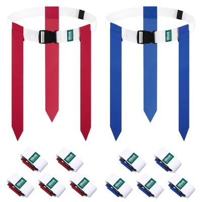 Hilhook Flag Football Belts, 10 Player Flag Football Sets with 30 Flags for Kids Youth and Adults Team Sports Training, Blue and Red