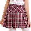 JEATHA Girls' School Uniform Skirts Plaid Pleated Skorts Above Knee High Waisted A-Line Summer Skirt Red 16 Years view 2