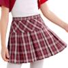 JEATHA Girls' School Uniform Skirts Plaid Pleated Skorts Above Knee High Waisted A-Line Summer Skirt Red 16 Years view 3