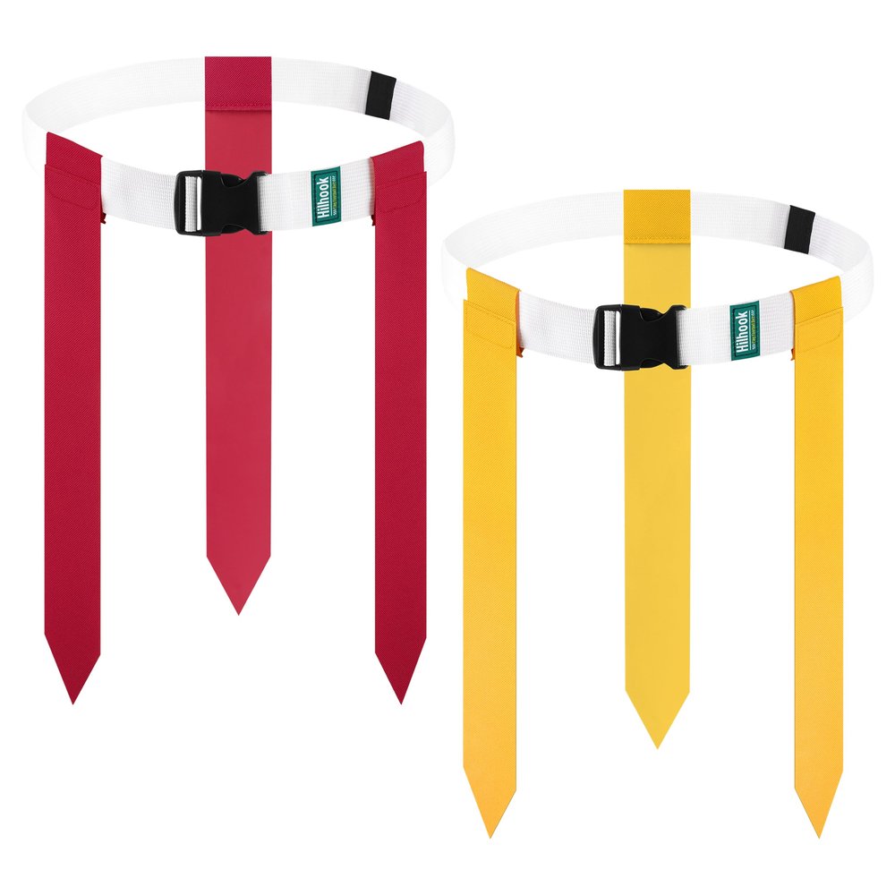 Hilhook 14-Player White Flag Football Belts Set with 42 Flags, Red & Yellow