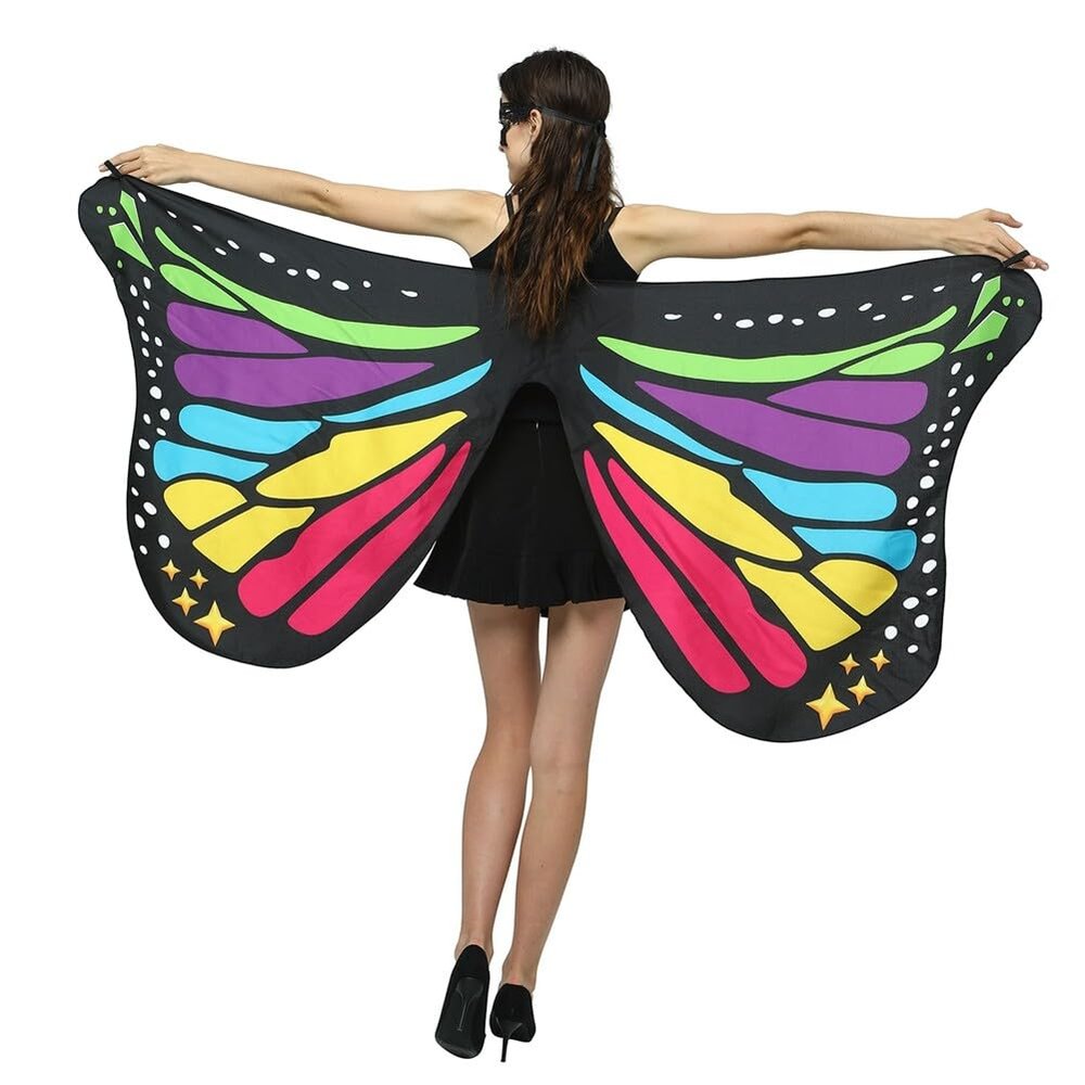 EUBUY Halloween Butterfly Wings Butterfly Shawl, Women Butterfly Wings Shawl, Adult Butterfly Costume with Shoulder Straps for Party Halloween Christmas Costume Cosplay Carnival Fancy Dress