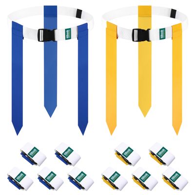 Hilhook Flag Football Belts, 10 Player Flag Football Sets with 30 Flags for Kids Youth and Adults Team Sports Training, Blue and Yellow